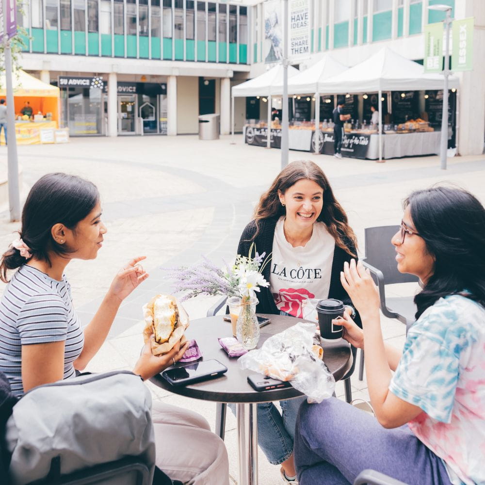 Students at a cafe on campus