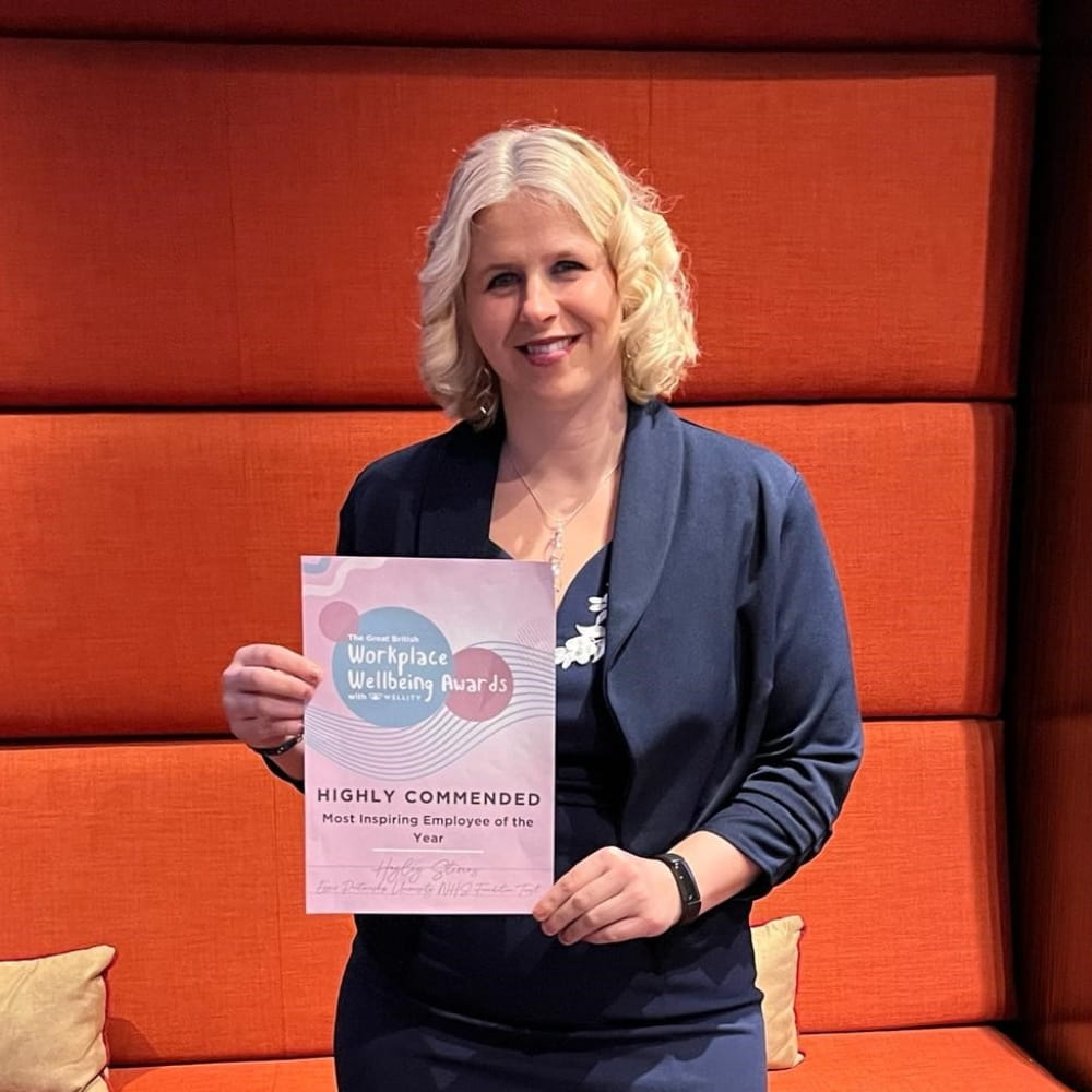 Hayley Stevens at the Great British Workplace Wellbeing Awards