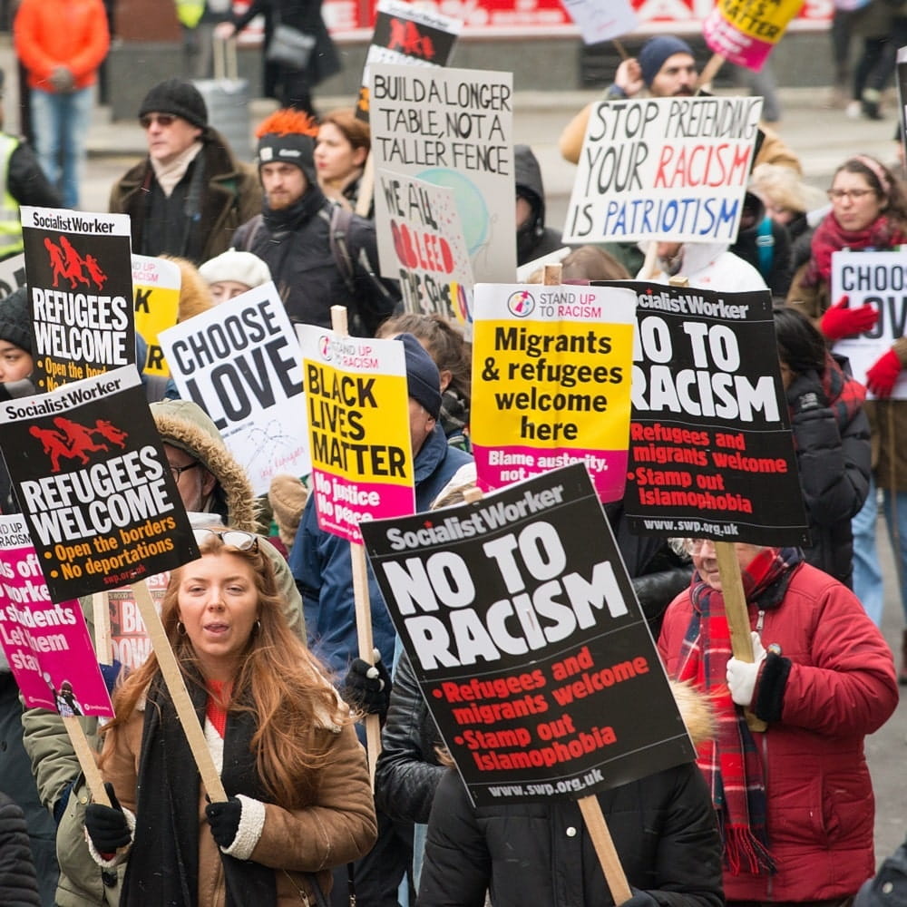 A crowd of protestors, illustrating masters degrees from the Department of Sociology & Criminology at the University of Essex.