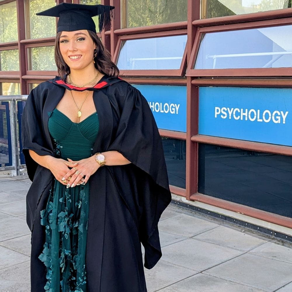 Phebe-Lee Want outside the psychology department