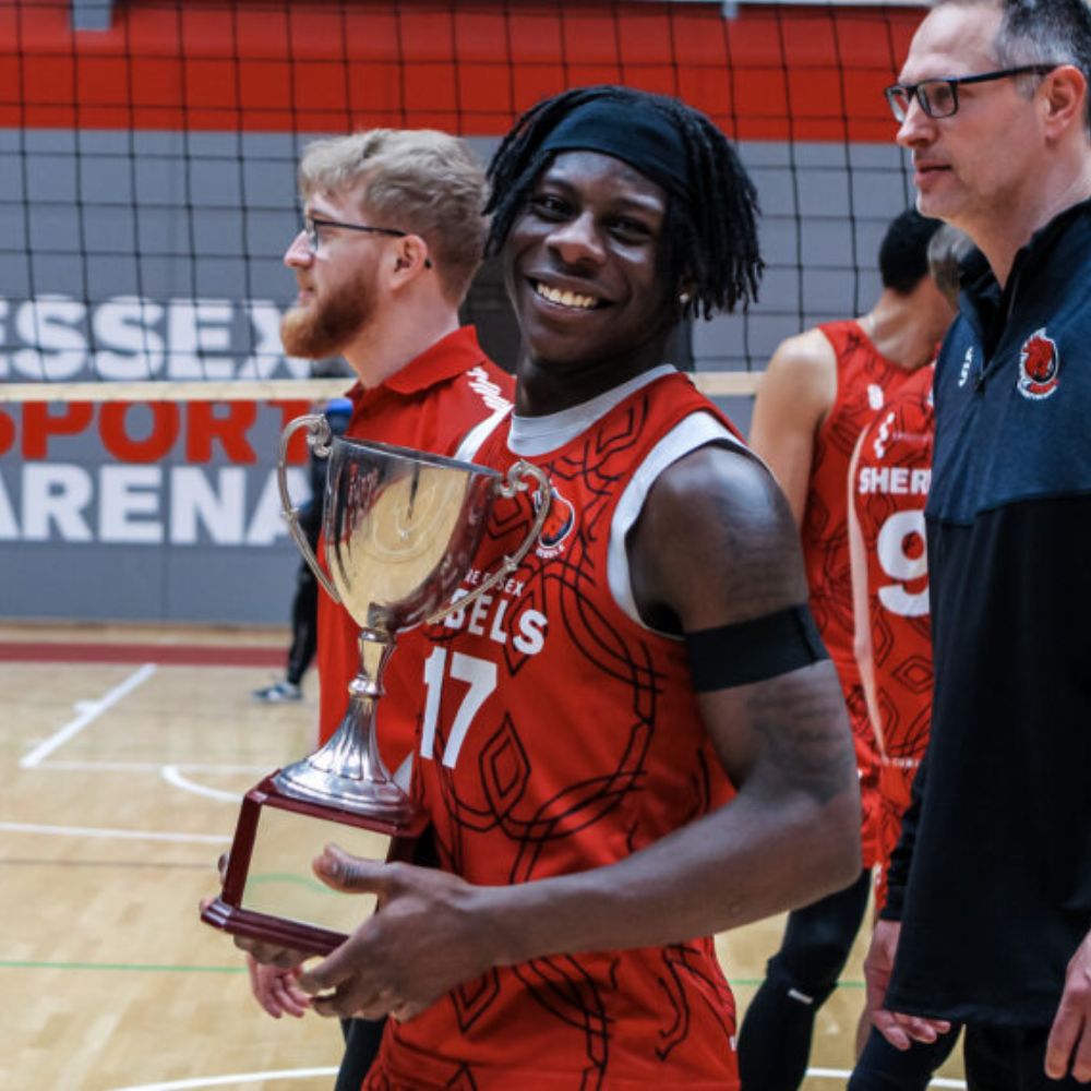 Essex Rebels player with cup