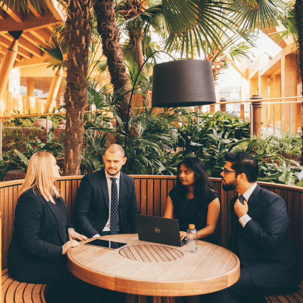 A meeting taking place inside Essex Business School