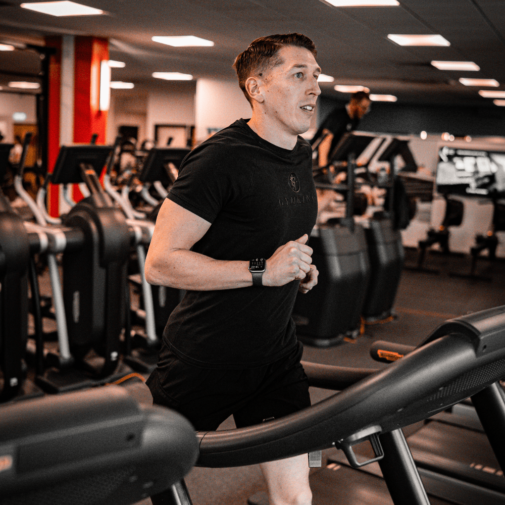 Adult on running machine 