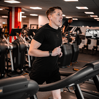 Adult on running machine 