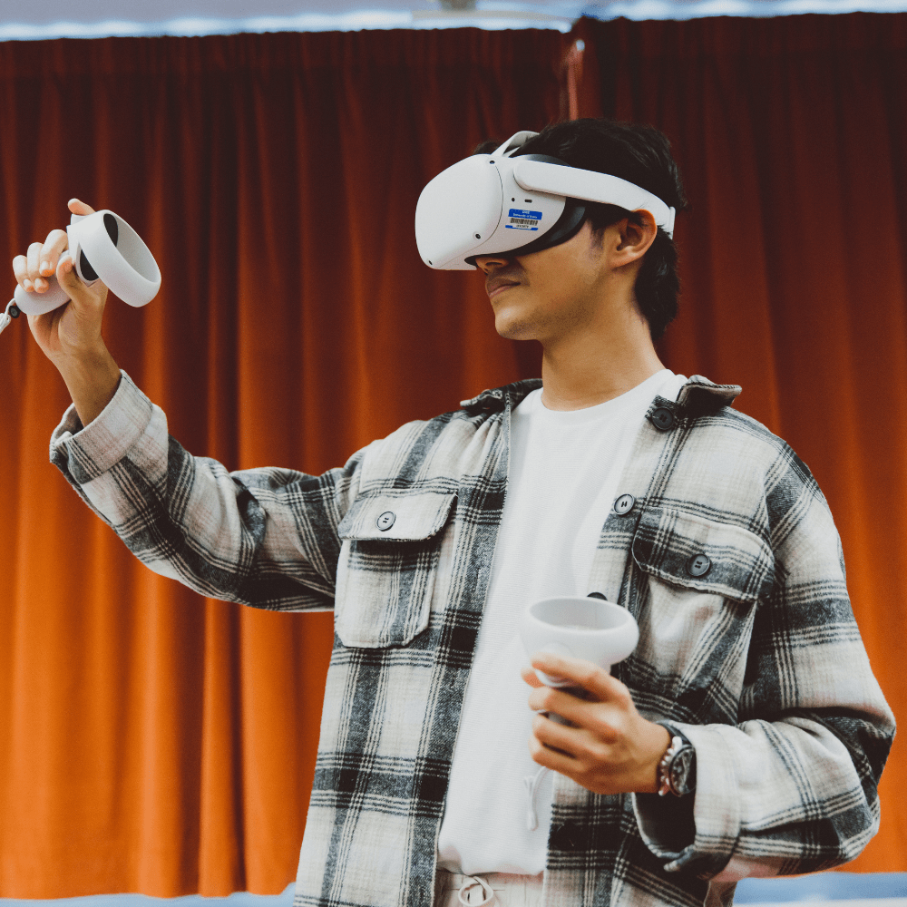 Student using VR headset