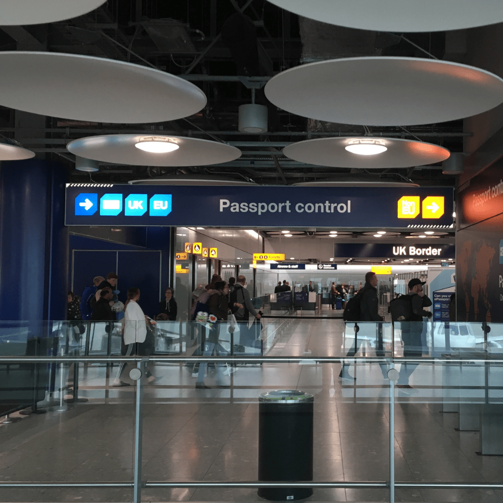 UK Passport Control at an airport