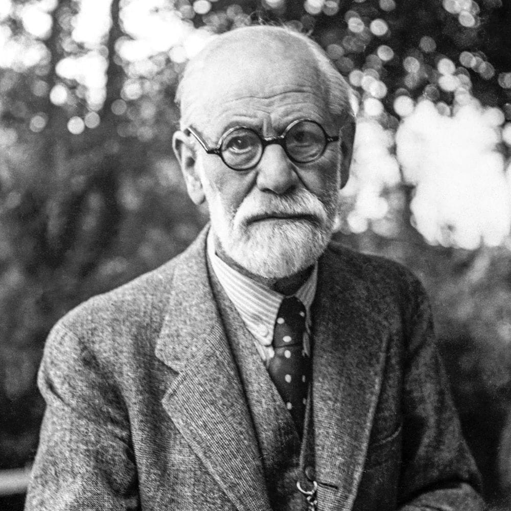 Sigmund Freud wearing tweed suit