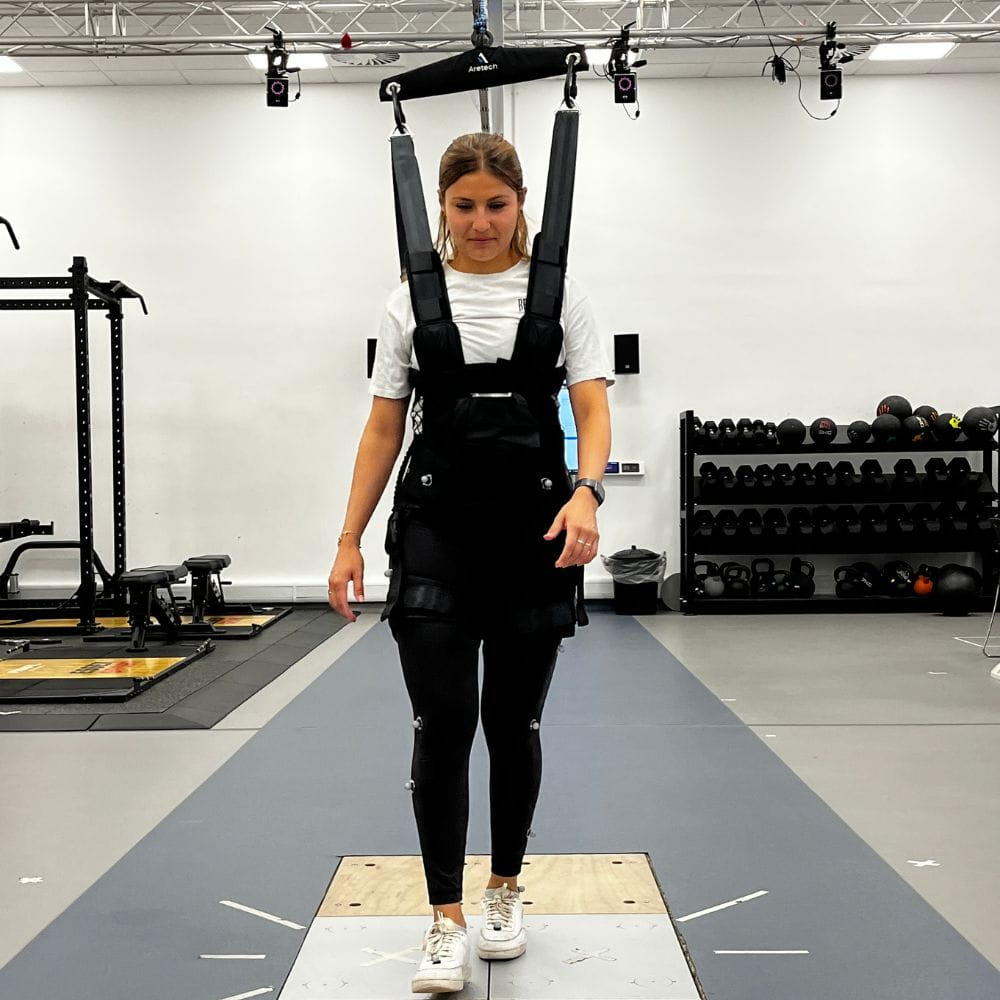 A student in the ZeroG harness