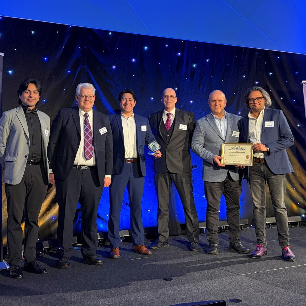 Group photo of team behind robotics award 