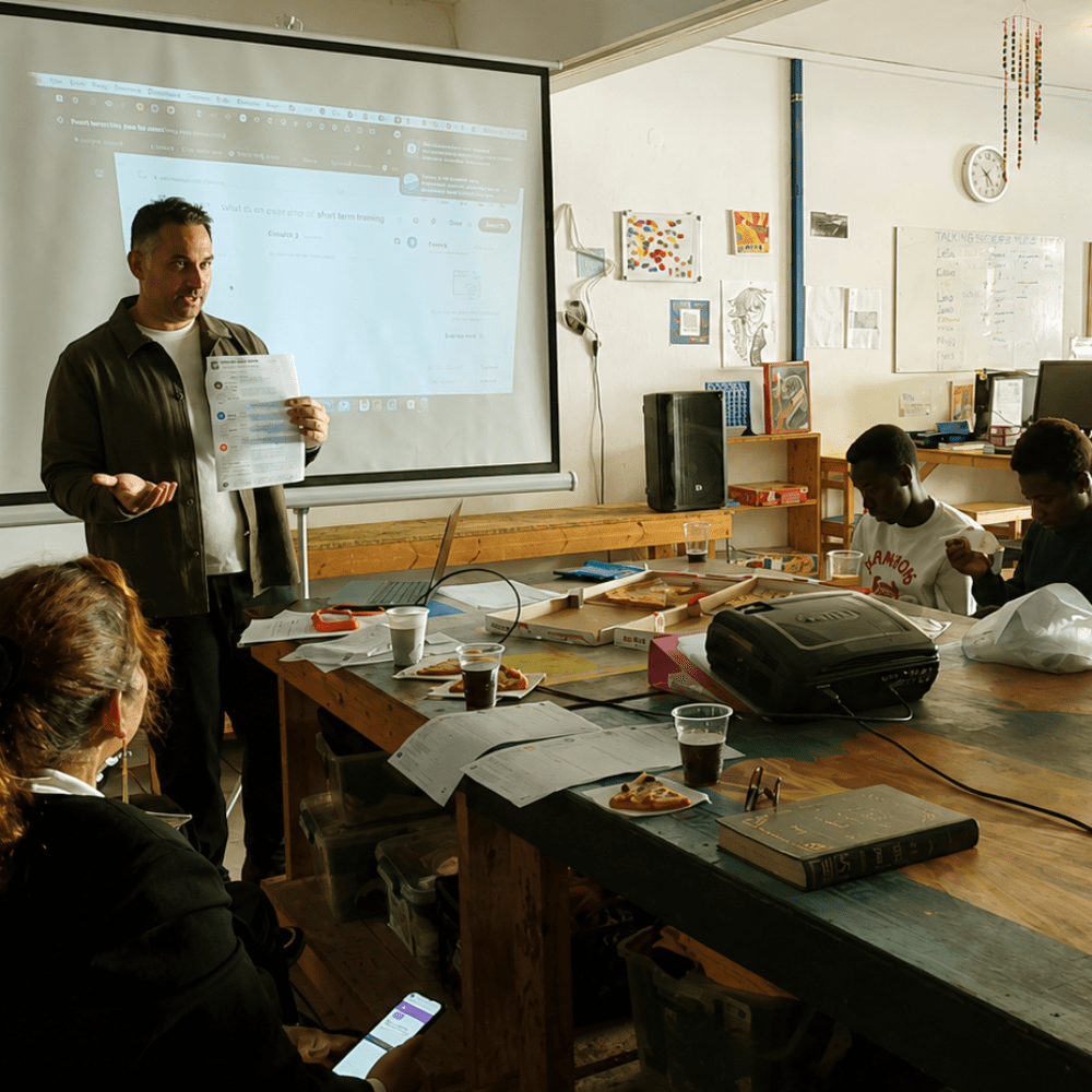 Dr Tasos Giapoutzis runs a workshop in Greece