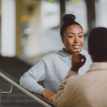 Two students in conversation