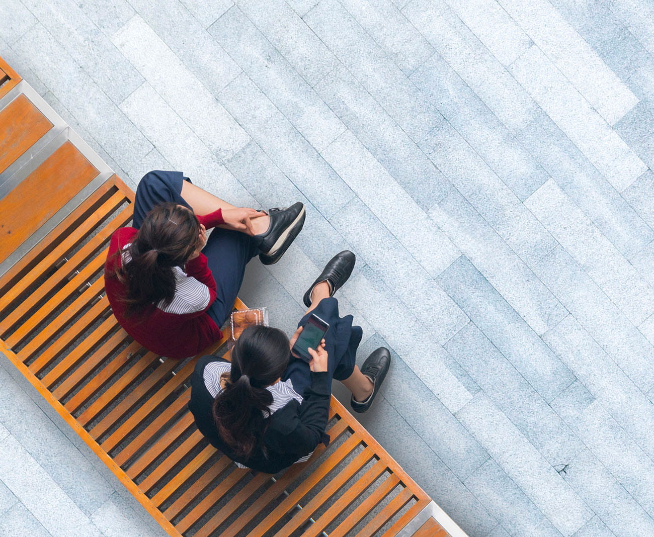 people working aerial view