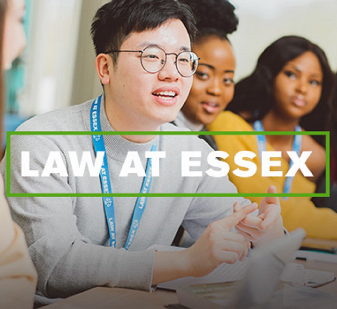 Law at Essex text with students in background