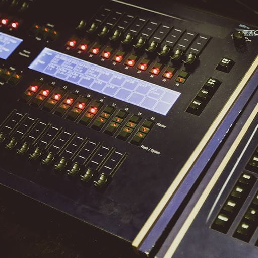 Mixer and fader sound equipment in the studio