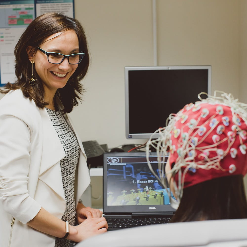 An experiment being carried out in the Brain-Computer Interfaces lab