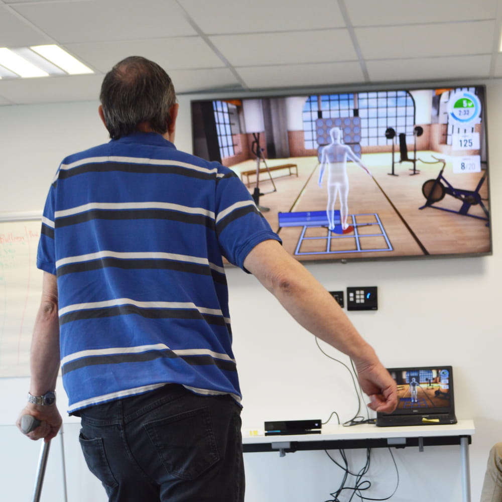Man taking part in exergaming