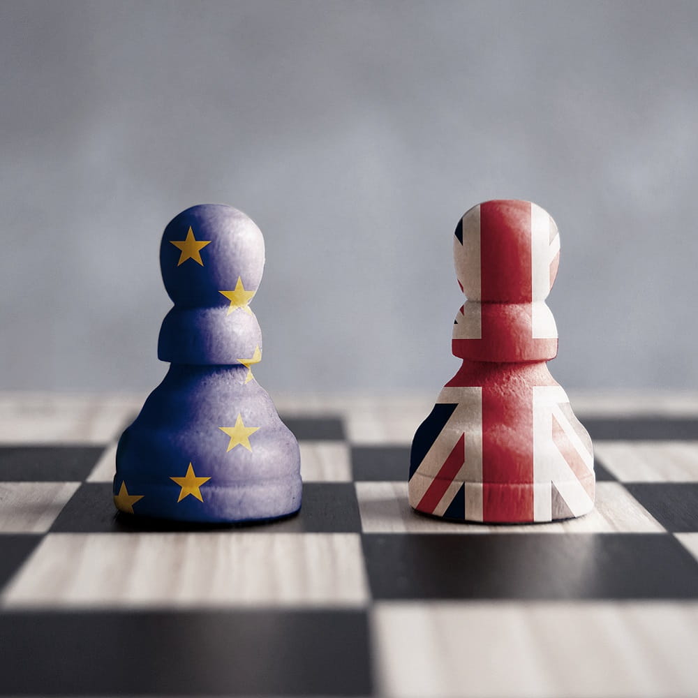 Two chess pieces on a chess board