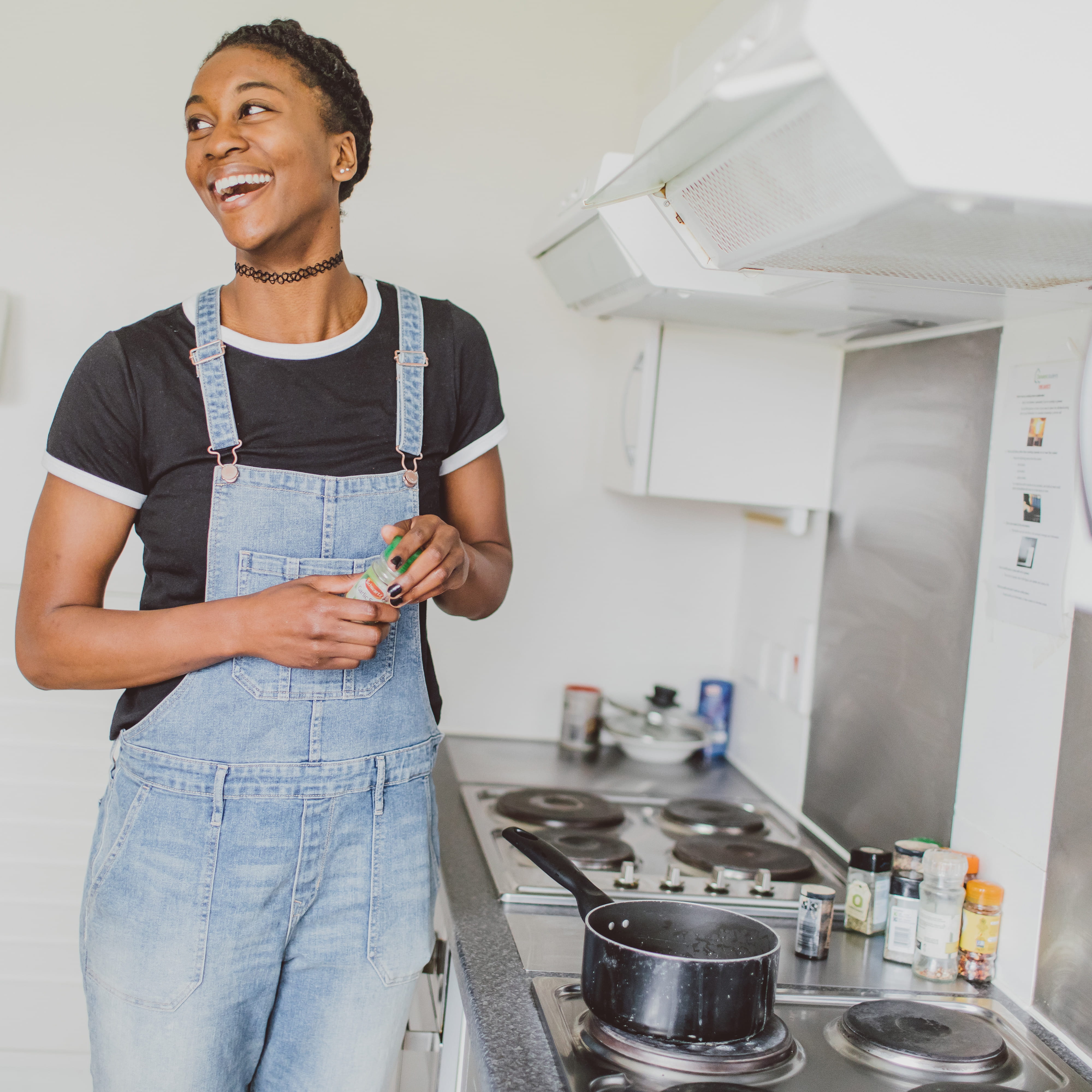 Student cooking in halls accommodation
