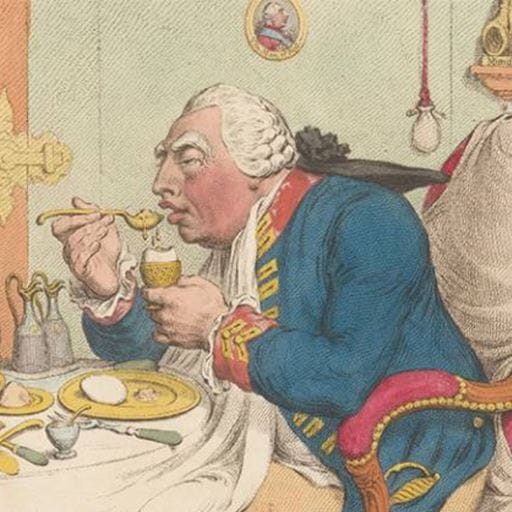 Illustration of George III eating a boiled egg. Courtesy of the Rijksmuseum.
