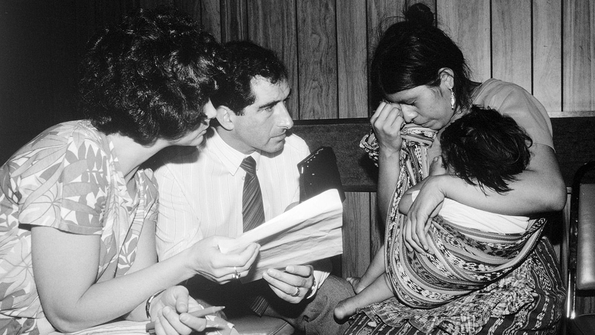 Professor Sir Nigel Rodley working for Amnesty International in 1985, © Jean-Marie Simon)