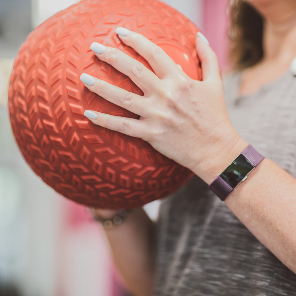 Woman holding a basketball