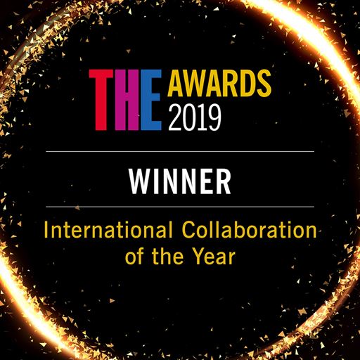 Logo for THE Awards 2019 Winner International Collaboration of the Year