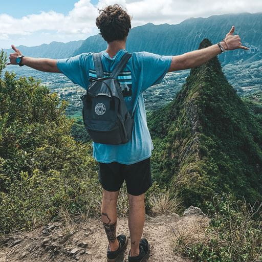 Student on top of mountain during year abroad