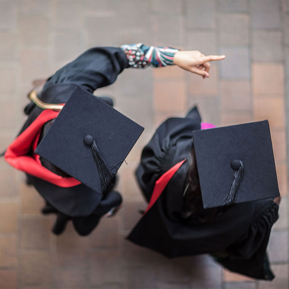 Two students at graduation