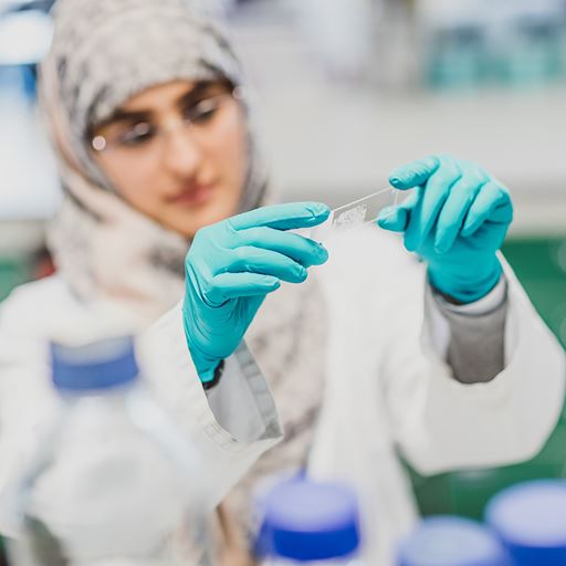 Female student working in laboratory
