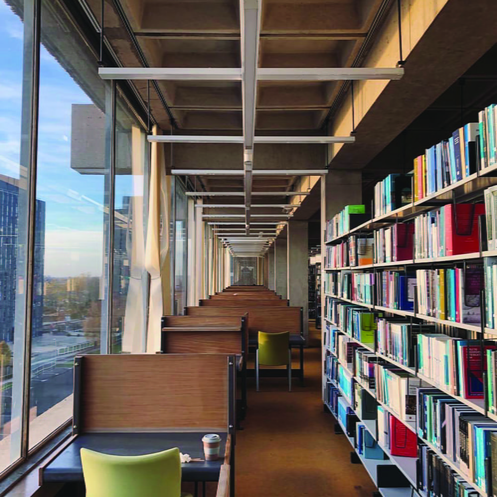 Bookcases in the library 