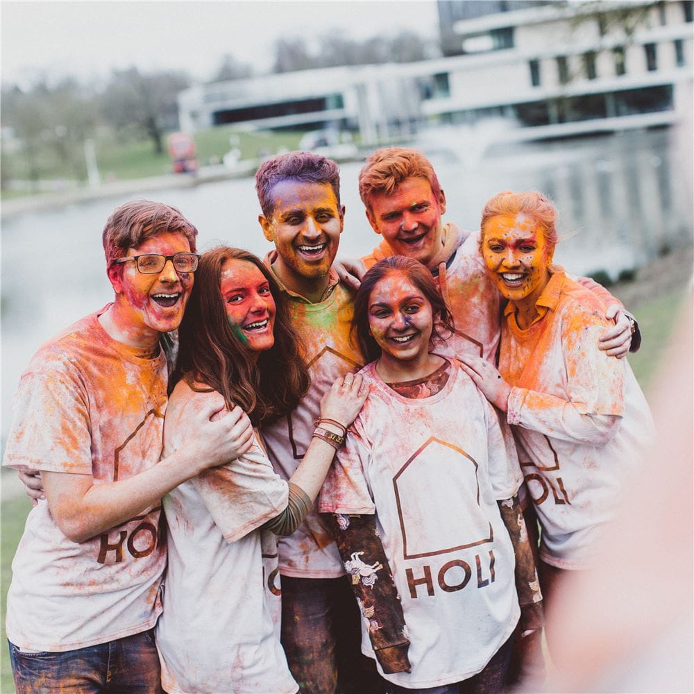 Students at holi-paint festival