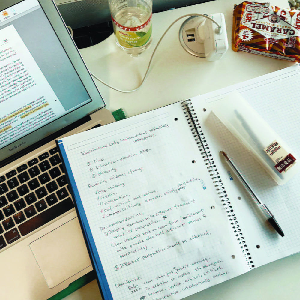 Text books on a desk