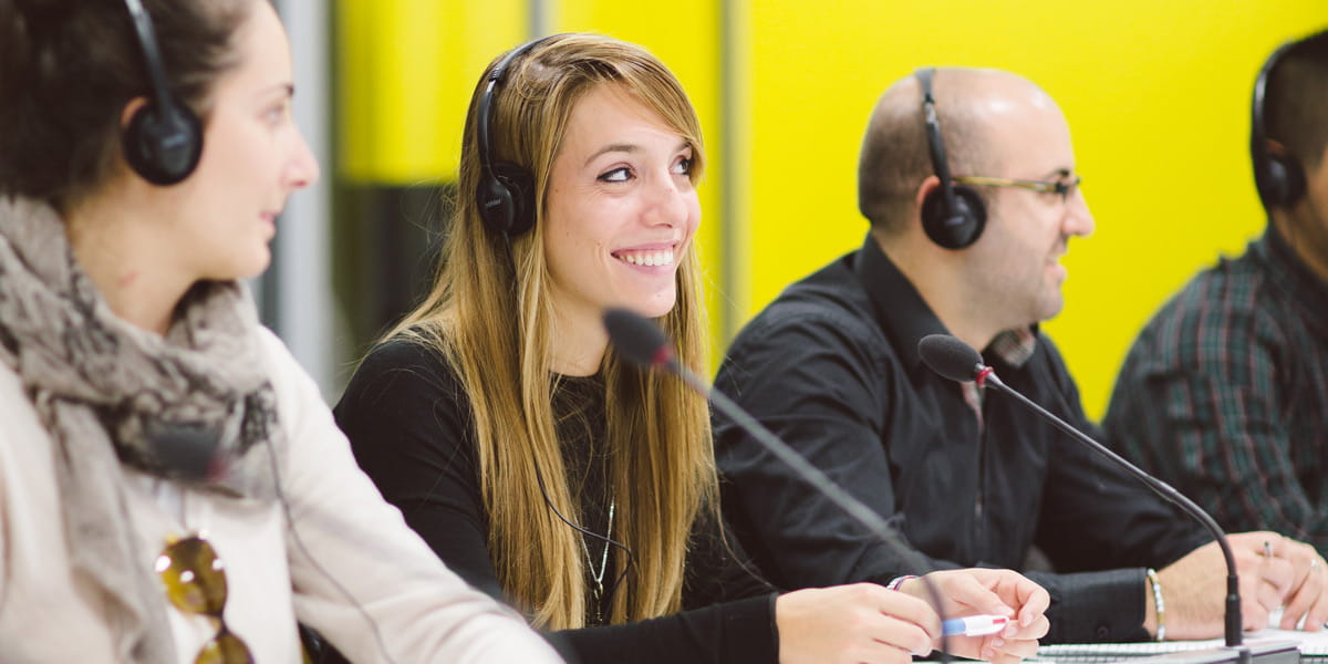 Students practising in our interpreting labs