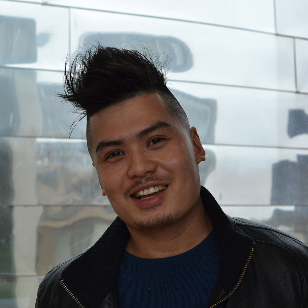 Harry Hoang in the Ivor Crewe Lecture building