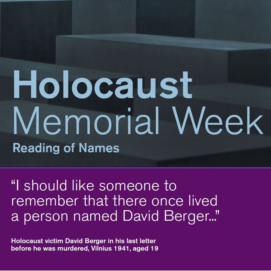 Holocaust Memorial Week: Reading of Names
