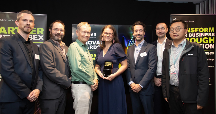 The Mondaq team collecting their award from Pro-Vice-Chancellor, Research, Professor Chris Greer