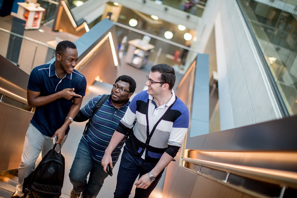Forum staircase in Southend with students