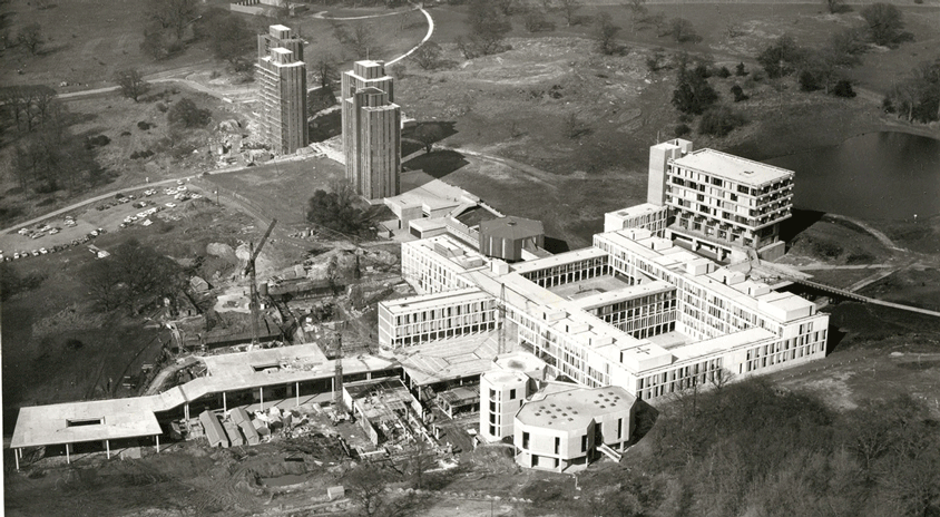 Aerial view of Colchester Campus under construction