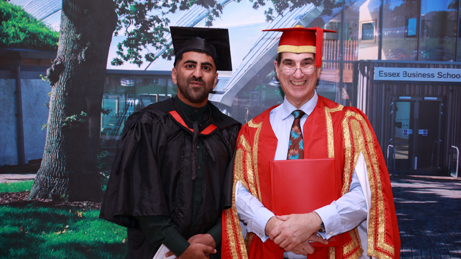 The Vice-Chancellor and a graduate from our Pakistan Graduation