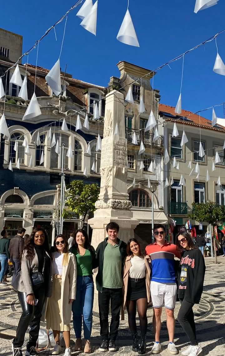group of students in front of building in Portugal