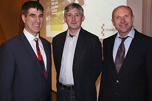 L-R Vice-Chancellor Professor Anthony Forster, Gavin Starks CEO of the Open Data Institute, Professor Geoff Wood Dean of Essex Business School.