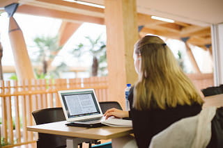 Student working  at a laptop