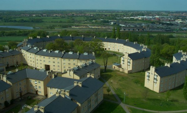 View of South Courts from the air