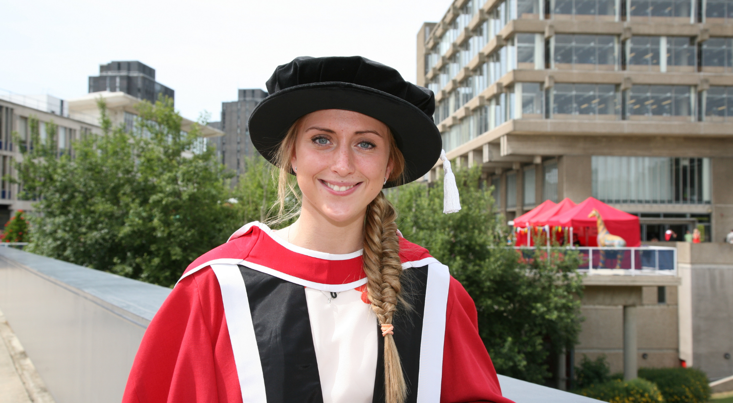 Laura in her graduation robes on our Colchester Campus. 