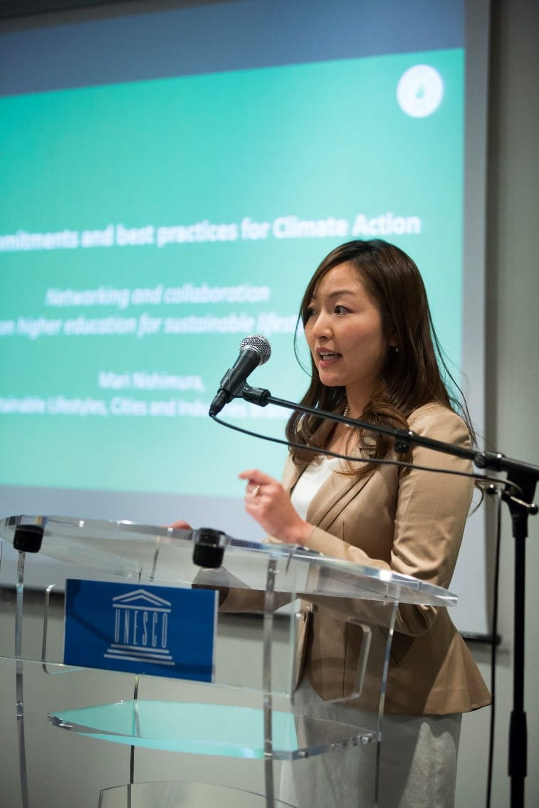 Mari presenting at a UNESCO conference