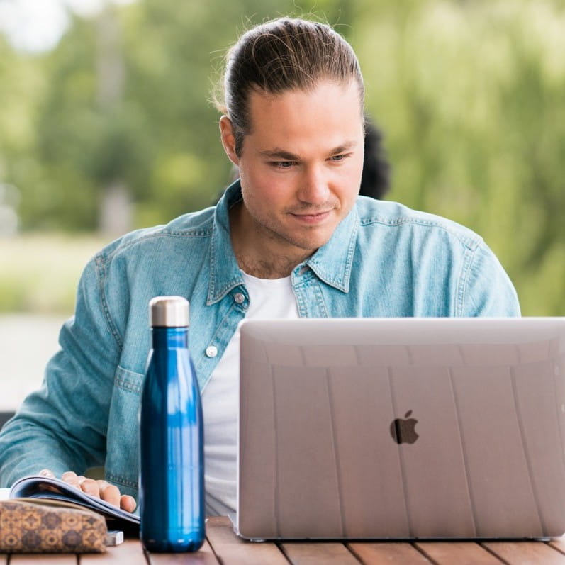 A student using their laptop