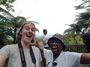 Studying abroad student in Australia with their friend