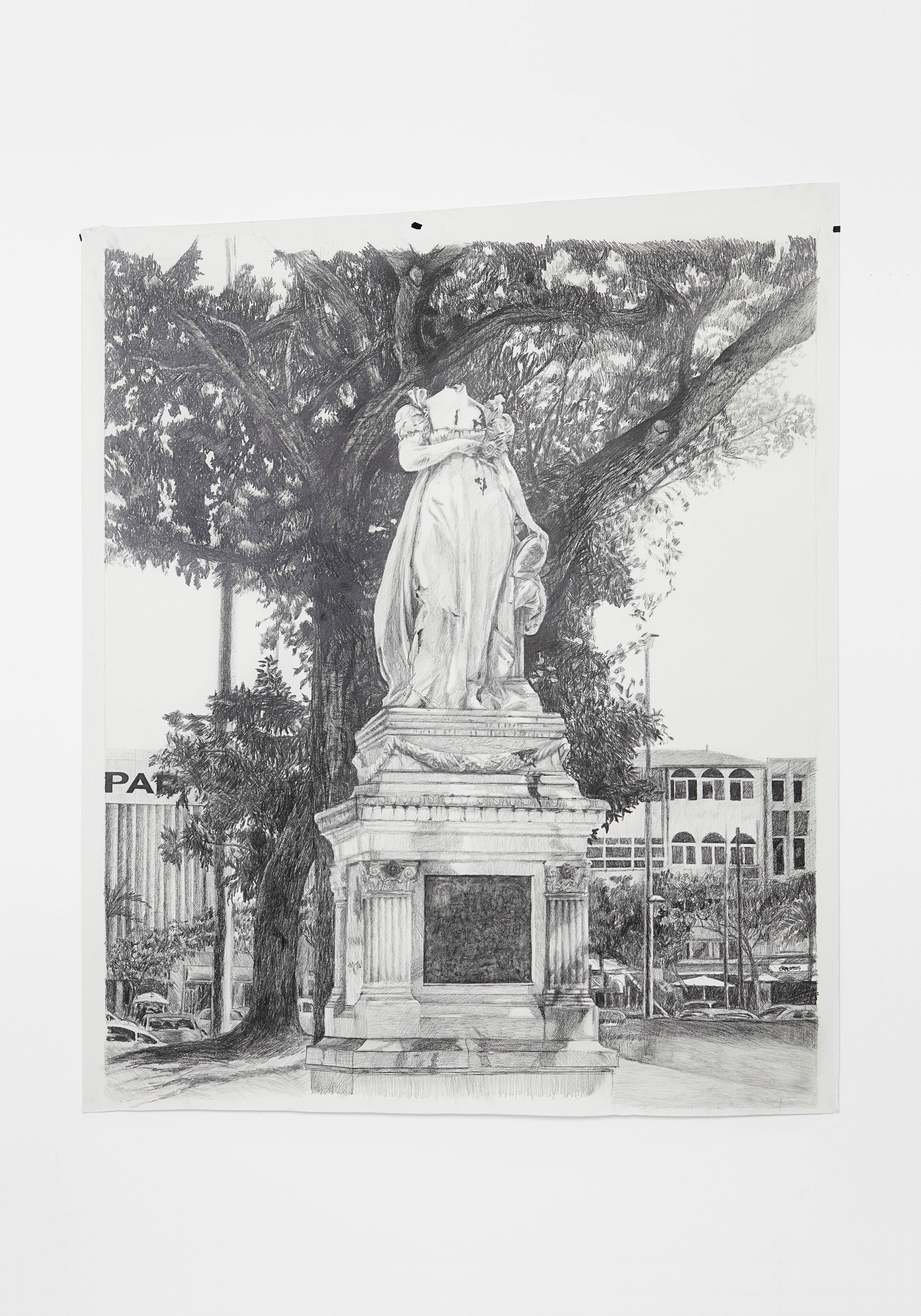 Sam Durant, Fort-de-France, 1991, (2018) Graphite on paper, 168.9 x 141 cm. © Sam Durant, Courtesy of the artist and Blum & Poe, Los Angeles/New York/Tokyo. Photo: Makenzie Goodman