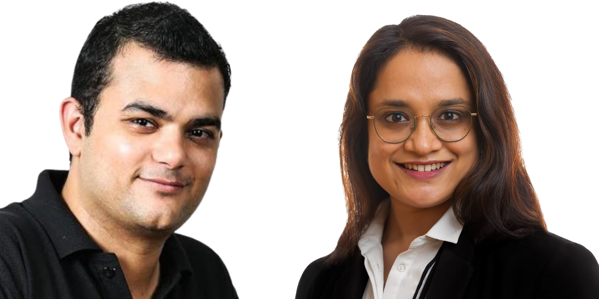 Ankit (left) and Sanchita (right) bto wearing black tops.