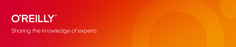 O'Reilly logo on red to orange gradient background